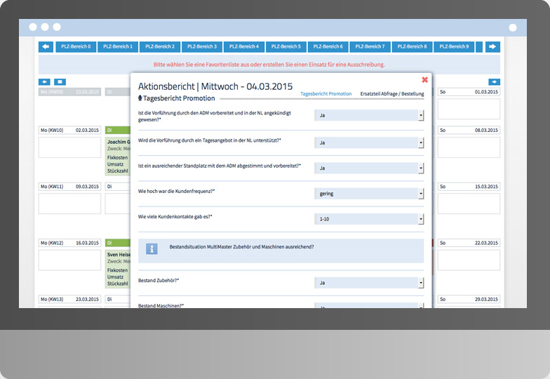 Screenshot Aktionsbericht